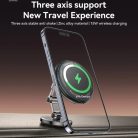 Autós tartó vezeték nélküli töltéssel (C306) - Műszerfalhoz, háromtengelyes támasz, rázkódásmentes, cink ötvözet, 15W - Fekete Yesido