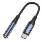Yesido - Audio kábel adapter (YAU38) - Type-C Jack 3.5mm átalakító, nejlon, alumínium ötvözet, 15cm - Fekete