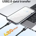 Yesido - Adatkábel (CA185) - Type-C to Type-C, Gyors töltés, 480Mbps, 240W, 48V/5A, E-Mark Chip, Nylon fonott, 1.2m - Fekete
