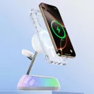 iPhone, Apple Watch, AirPods Fehér Yesido töltőállomás 3in1 (DS31) - Mágneses Tartó, RGB világítás, 15W