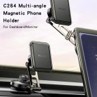 Yesido - Autós tartó (C264) - Mágneses, a műszerfalhoz/szélvédőhöz, 360°, összecsukható karokkal, cink ötvözet - Fekete