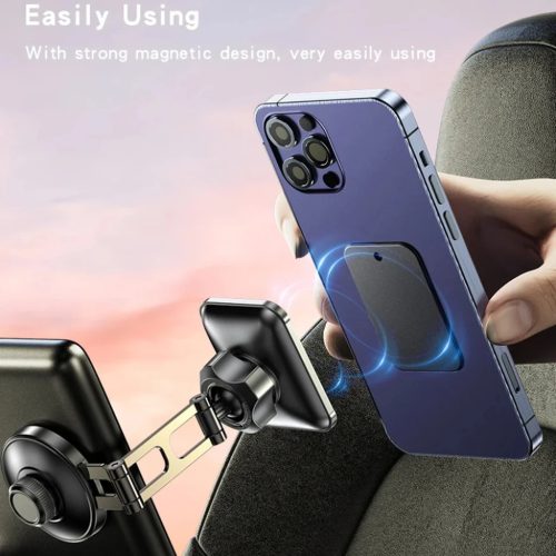 Yesido - Autós tartó (C264) - Mágneses, a műszerfalhoz/szélvédőhöz, 360°, összecsukható karokkal, cink ötvözet - Fekete