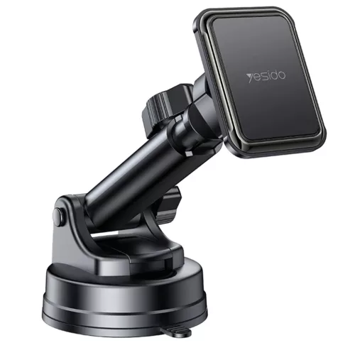 Yesido - Autós tartó (C263) - Mágneses, műszerfalra/szélvédőre, 360°, teleszkópos rögzítőkar, univerzális - Fekete