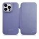 iCarer CE Premium Bőr Fliptok iPhone 14 Pro Max Mágneses Flip Bőr Fliptok MagSafe Világoslila (WMI14220716-LP) tok
