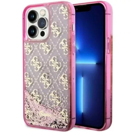 Guess GUHCP14XLC4PSGP iPhone 14 Pro Max 6.7" pink/pink kemény tok Liquid Glitter 4G átlátszó tok