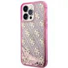 Guess GUHCP14XLC4PSGP iPhone 14 Pro Max 6.7" pink/pink kemény tok Liquid Glitter 4G átlátszó tok