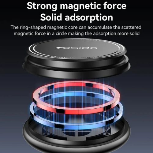 Mágneses autós tartó Yesido - C269, műszerfalhoz, bionikus szívócsésze, teleszkópos kar, 360 fokban elforgatható, univerzális - Fekete