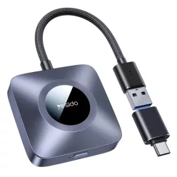   Yesido - Wireless CarPlay Adapter (KM23) - USB-C kábelével, Bluetooth V5.0, 1080P - Szürke