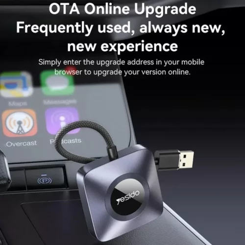 Yesido - Wireless CarPlay Adapter (KM23) - USB-C kábelével, Bluetooth V5.0, 1080P - Szürke