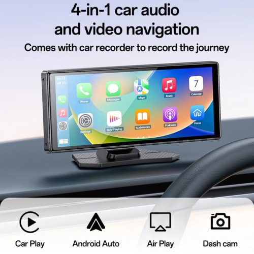 Yesido - Vezeték nélküli autós sztereó (KM19) - Dupla HD kamera, Plug&Play, CarPlay, Android Auto, AirPlay - Fekete