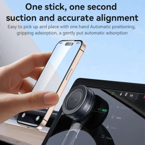 Yesido Autós tartó vezeték nélküli töltéssel (C223) - kijelzőhöz, elektromos vákuumzárral, MagSafe támogatással, USB-C, kicsi - Fekete