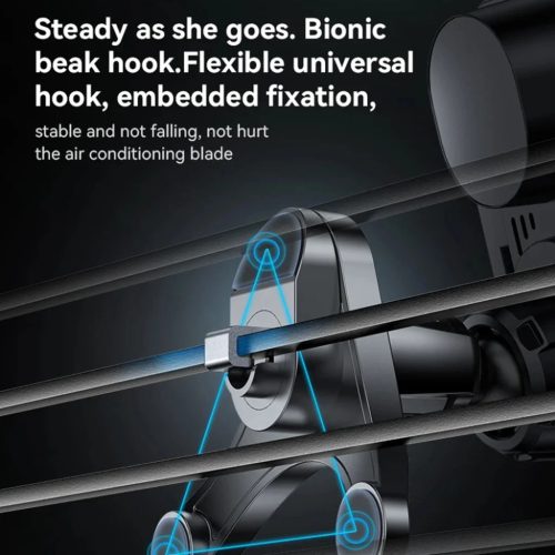 Autós tartó Yesido Vezeték nélküli Töltéssel (C312) - Légbeömlőre, Automatikus Csipesz, Intelligens Indukció, 15W, 4.7 - 6.8inch - Fekete