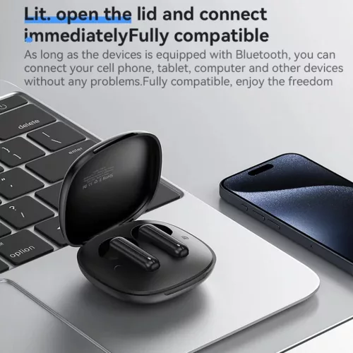 Yesido Vezeték nélküli fülhallgató (TWS25) Mikrofonnal, Bluetooth V5.3, Érintésvezérlés, Fél-in-ear kialakítás, 250mAh - Fekete