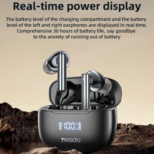 Yesido TWS23 Wireless Fülhallgató - Zajszűréssel, Érintésvezérléssel, Bluetooth V5.3, Fülbe helyezhető kialakítással, 300mAh - Fekete
