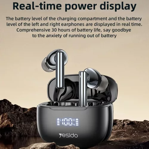 Yesido TWS23 Wireless Fülhallgató - Zajszűréssel, Érintésvezérléssel, Bluetooth V5.3, Fülbe helyezhető kialakítással, 300mAh - Fekete