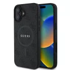iPhone 16 Fekete Guess PU Bőr 4G Színes Gyűrű MagSafe tok
