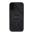 iPhone 16 Fekete Guess PU Bőr 4G Színes Gyűrű MagSafe tok