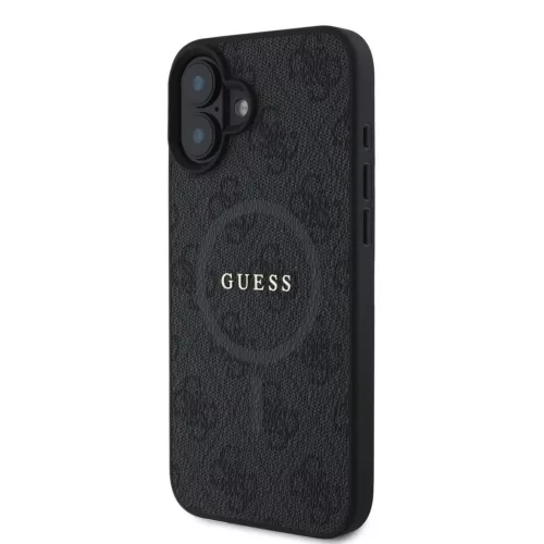 iPhone 16 Fekete Guess PU Bőr 4G Színes Gyűrű MagSafe tok