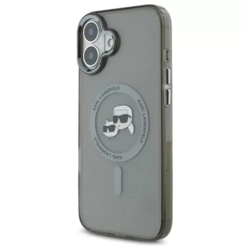 iPhone 16 Plus tok Karl Lagerfeld KLHMP16MHLSKCK fekete kemény tok IML Metal Karl&Choupette Head