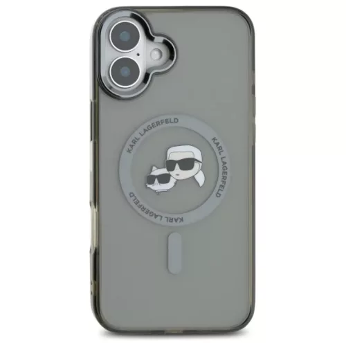 iPhone 16 Plus tok Karl Lagerfeld KLHMP16MHLSKCK fekete kemény tok IML Metal Karl&Choupette Head