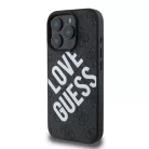 iPhone 16 Pro fekete Guess PU Leather 4G Big Love Logo MagSafe tok