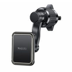   Yesido Car Holder (C244) - Mágneses, légbefúvóhoz, Fejlesztett klipsszel, Szabadon forgatható szög, N42 mágnesek - Fekete