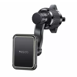   Yesido Car Holder (C244) - Mágneses, légbefúvóhoz, Fejlesztett klipsszel, Szabadon forgatható szög, N42 mágnesek - Fekete