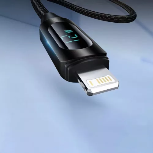 USB-A Kábel - Lightning Wozinsky WUALC1 LED Kijelzővel 2.4A 1m - Fekete
