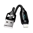 USB-A Kábel - Lightning Wozinsky WUALC2 LED Kijelzővel 2.4A 2m - Fekete