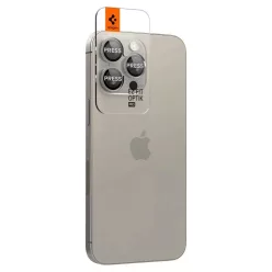   Spigen Optik.tR EZ Fit Kamera Protector iPhone 14 Pro / Pro Max / 15 Pro / Pro Max / 16 Pro / Pro Max / 17 Pro / Pro Max - természetes titán 2 db üvegfólia