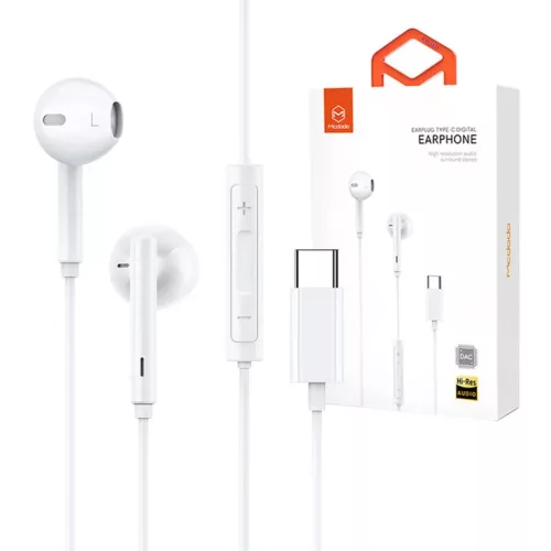 Mcdodo HP-7500 vezetékes fülhallgatók, USB-C (fehér)