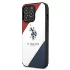 US Polo USHCP14XPSO3 iPhone 14 Pro Max 6.7" fehér/fehér Tricolor Dombornyomott tok