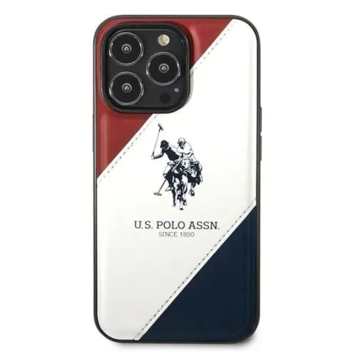 US Polo USHCP14XPSO3 iPhone 14 Pro Max 6.7" fehér/fehér Tricolor Dombornyomott tok