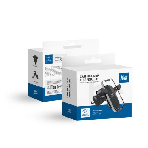 BLUE STAR TRIANGULAR autós telefontartó szellőzőre rögzíthető univerzális fekete