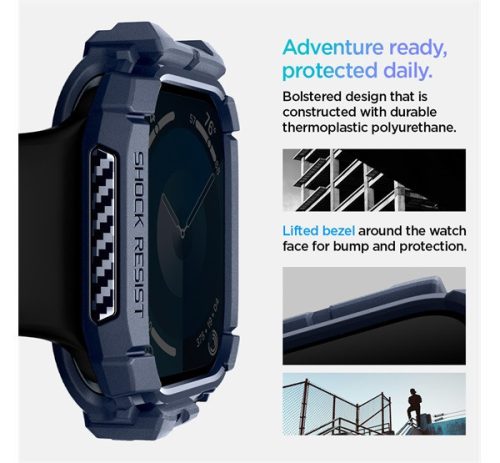 Spigen Rugged Armor Apple Watch 10 46mm tok, Navy Blue, kék