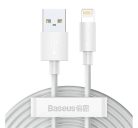 Baseus Simple Wisdom USB / Lightning adat/töltőkábel, 2,4A, 1,5m, Fehér (2db)