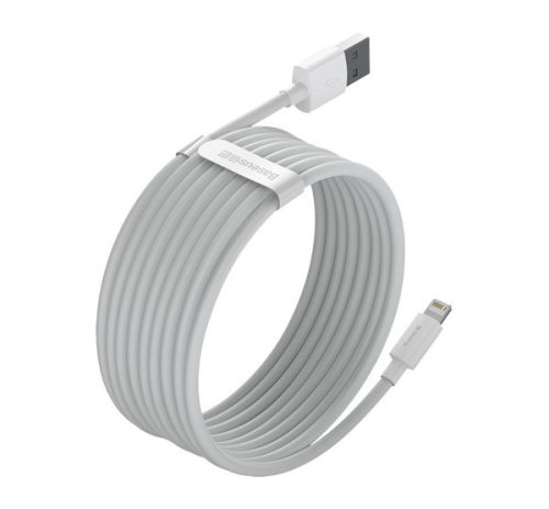 Baseus Simple Wisdom USB / Lightning adat/töltőkábel, 2,4A, 1,5m, Fehér (2db)