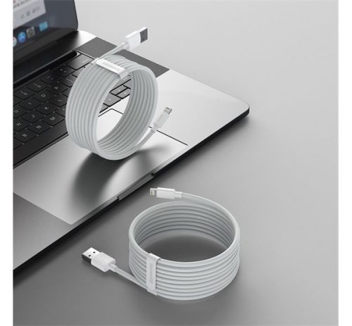 Baseus Simple Wisdom USB / Lightning adat/töltőkábel, 2,4A, 1,5m, Fehér (2db)