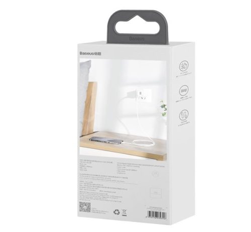Baseus Simple Wisdom USB / Lightning adat/töltőkábel, 2,4A, 1,5m, Fehér (2db)