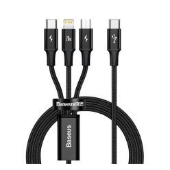   Baseus Rapid Series USB-C 3in1 USB - Lightning - USB-C kábel, 20W, 1,5 m, fekete