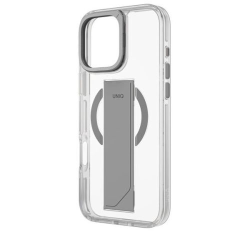 Uniq Heldro Max iPhone 16 Pro MagSafe tok kitámasztóval, átlátszó