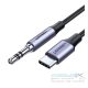 Ugreen AV143 3,5 mm-es mini jack AUX kábel, USB-C, 1m, fekete