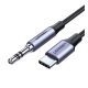 Ugreen AV143 3,5 mm-es mini jack AUX kábel, USB-C, 1m, fekete