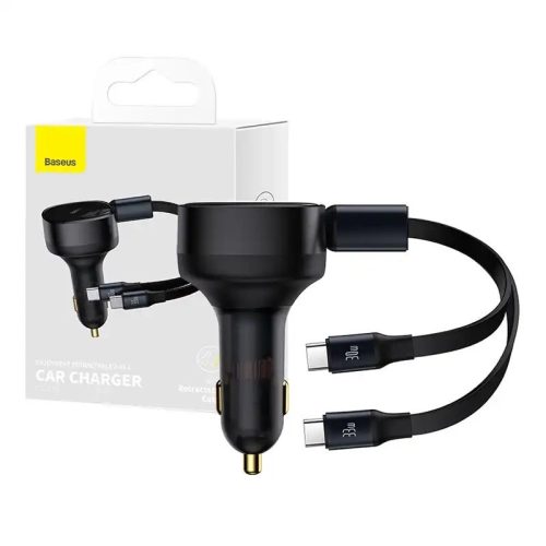 Baseus Enjoyment autós töltő USB-C kábellel, 33W, fekete
