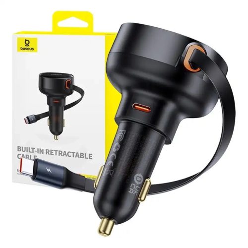 Baseus Enjoyment Pro autós töltő USB-C kábellel, 60W, fekete