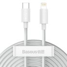 Baseus Simple Wisdom USB-C-Lightning adat/töltőkábel PD, 20W, 1,5m, fehér, 2db