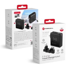   Forcell F-Energy E856 multifunkcionális wireless töltő  / powerbank, USB-A-USB-C, 45W, 15000mAh, fekete