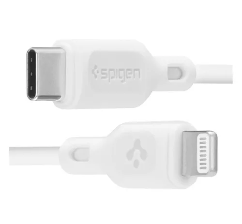 Spigen Essential C10CL USB-C / Lightning töltő- és adatkábel, fehér, MFI, 1m