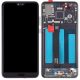 Huawei P20 kompatibilis LCD modul kerettel, OEM jellegű, fekete, Grade S+