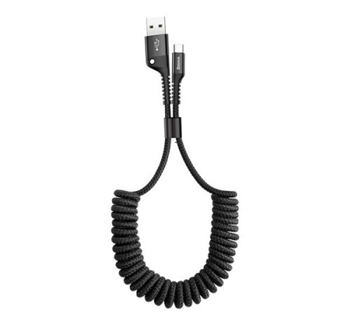 Baseus Fish-eye USB / USB-C feltekert töltő- és adatkábel, 1m, fekete